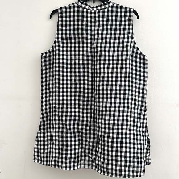 EILEEN FISHER || Sleeveless Black and White Linen Tunic Top. Sz. XL - Picture 11 of 16